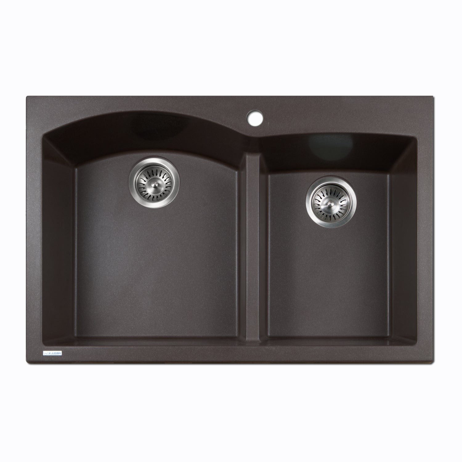 Houzer Quartztone 33" Drop In/Topmount Granite Kitchen Sink, 60/40 Double Bowl, Mocha, P-175 Mocha