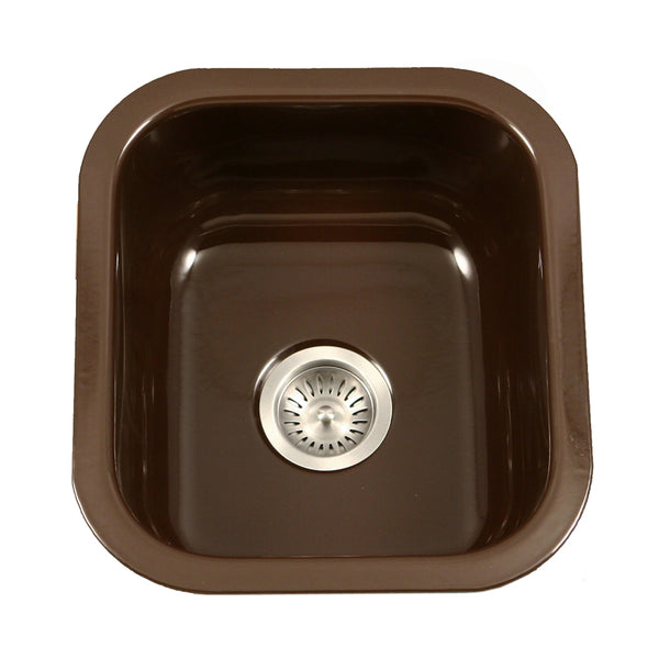 Houzer 16" Porcelain Enamel Steel Undermount Bar/Prep Sink, Brown, PCB-1750 ES
