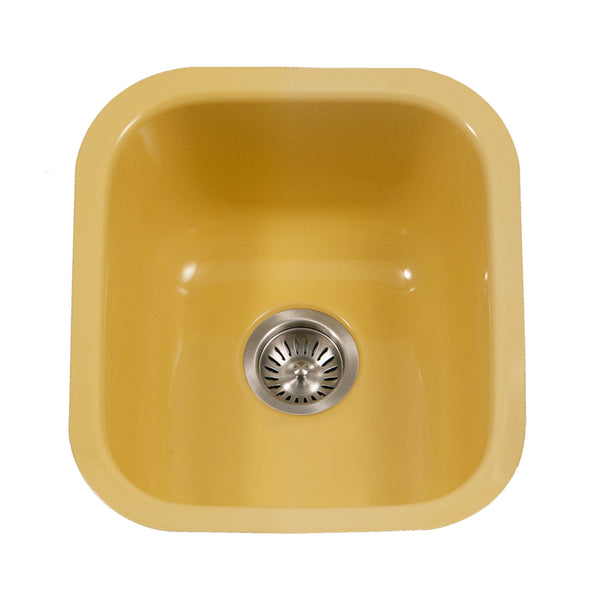 Houzer 16" Porcelain Enamel Steel Undermount Bar/Prep Sink, Yellow, PCB-1750 LE