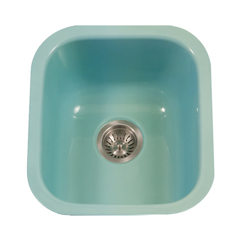 Houzer 16" Porcelain Enamel Steel Undermount Bar/Prep Sink, Green, PCB-1750 MT