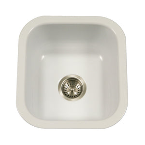 Alternate Image for Houzer 16" Porcelain Enamel Steel Undermount Bar/Prep Sink, White, PCB-1750 WH