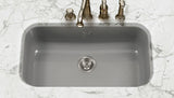 Houzer 31" Porcelain Enamel Steel Undermount Single Bowl Kitchen Sink, Gray, PCG-3600 SL - The Sink Boutique