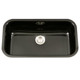 Houzer 31" Porcelain Enamel Steel Undermount Single Bowl Kitchen Sink, Black, PCG-3600 BL