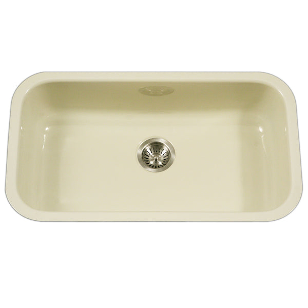 Houzer 31" Porcelain Enamel Steel Undermount Kitchen Sink, Biscuit, PCG-3600 BQ