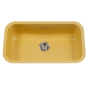 Alternate Image for Houzer 31" Porcelain Enamel Steel Undermount Single Bowl Kitchen Sink, Lemon, PCG-3600 LE