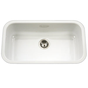 Alternate Image for Houzer 31" Porcelain Enamel Steel Undermount Single Bowl Kitchen Sink, White, PCG-3600 WH