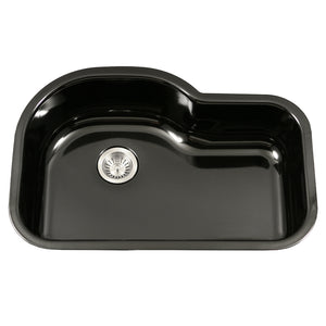 Alternate Image for Houzer 31" Porcelain Enamel Steel Undermount Single Bowl Kitchen Sink, Black, PCH-3700 BL
