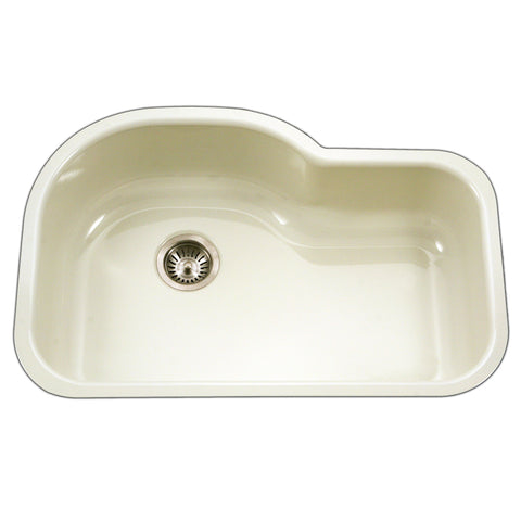 Houzer 31" Porcelain Enamel Steel Undermount Kitchen Sink, Biscuit, PCH-3700 BQ
