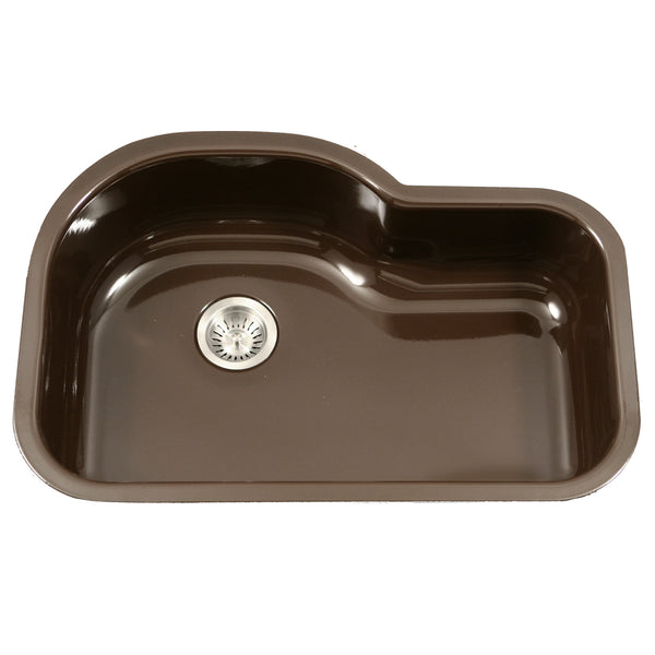 Houzer 31" Porcelain Enamel Steel Undermount Single Bowl Kitchen Sink, Brown, PCH-3700 ES