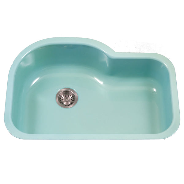 Houzer 31" Porcelain Enamel Steel Undermount Single Bowl Kitchen Sink, Green, PCH-3700 MT