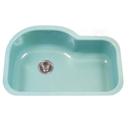 Houzer 31" Porcelain Enamel Steel Undermount Single Bowl Kitchen Sink, Green, PCH-3700 MT