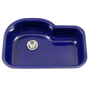Alternate Image for Houzer 31" Porcelain Enamel Steel Undermount Single Bowl Kitchen Sink, Blue, PCH-3700 NB