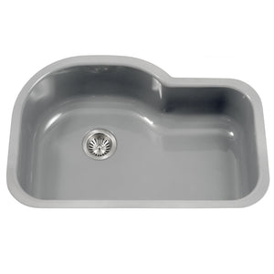 Alternate Image for Houzer 31" Porcelain Enamel Steel Undermount Single Bowl Kitchen Sink, Gray, PCH-3700 SL