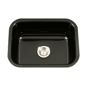 Alternate Image for Houzer 23" Porcelain Enamel Steel Undermount Single Bowl Kitchen Sink, Black, PCS-2500 BL