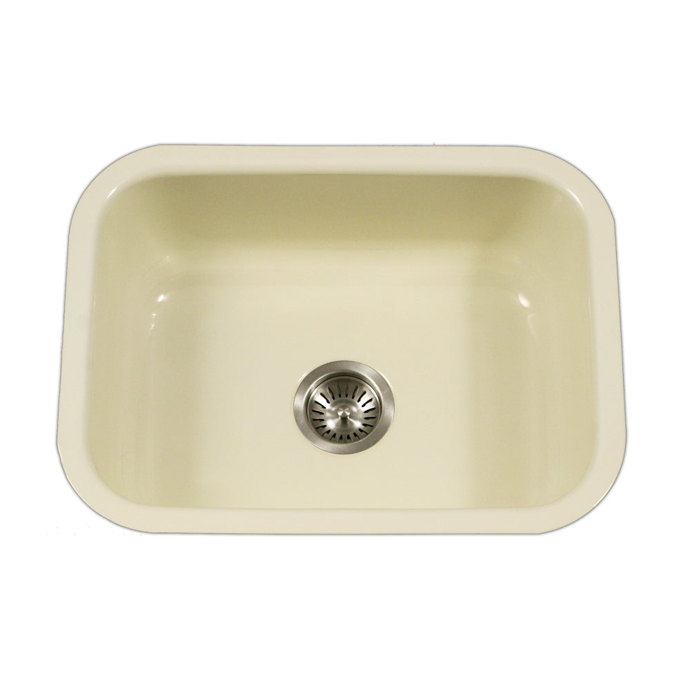 Houzer 23" Porcelain Enamel Steel Undermount Kitchen Sink, Biscuit, PCS-2500 BQ - The Sink Boutique