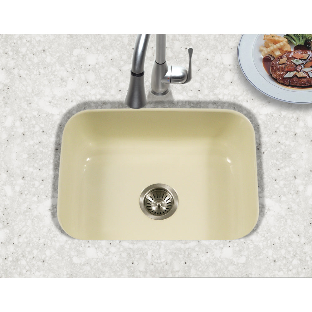 Houzer 23" Porcelain Enamel Steel Undermount Kitchen Sink, Biscuit, PCS-2500 BQ - The Sink Boutique