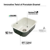 Houzer 23" Porcelain Enamel Steel Undermount Kitchen Sink, Biscuit, PCS-2500 BQ - The Sink Boutique