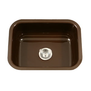 Alternate Image for Houzer 23" Porcelain Enamel Steel Undermount Single Bowl Kitchen Sink, Brown, PCS-2500 ES