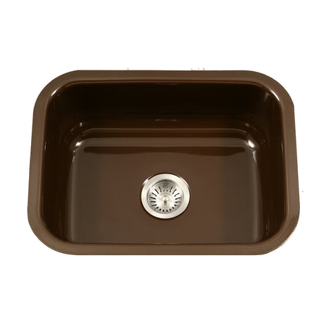 Houzer 23" Porcelain Enamel Steel Undermount Single Bowl Kitchen Sink, Brown, PCS-2500 ES - The Sink Boutique