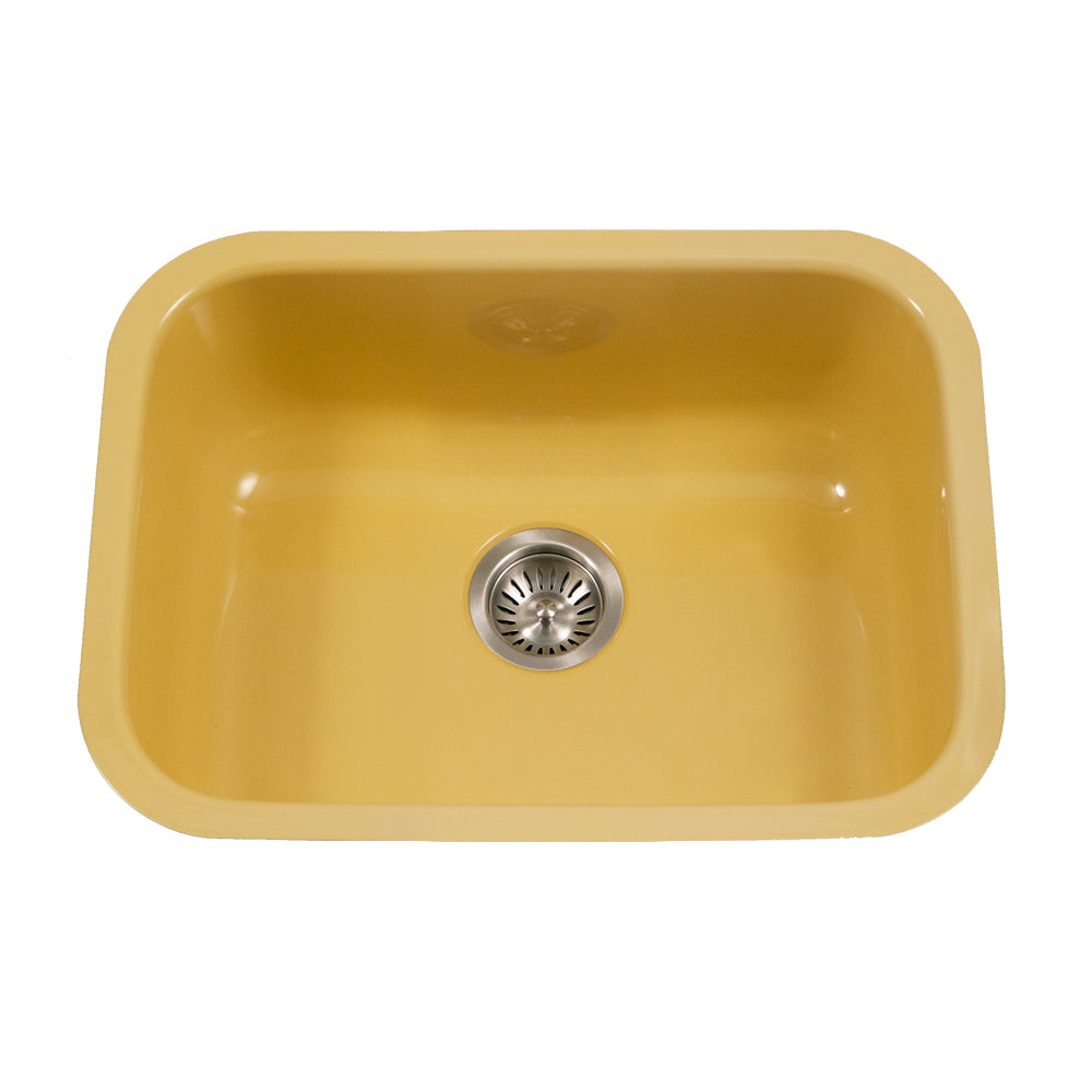 Houzer 23" Porcelain Enamel Steel Undermount Single Bowl Kitchen Sink, Yellow, PCS-2500 LE - The Sink Boutique