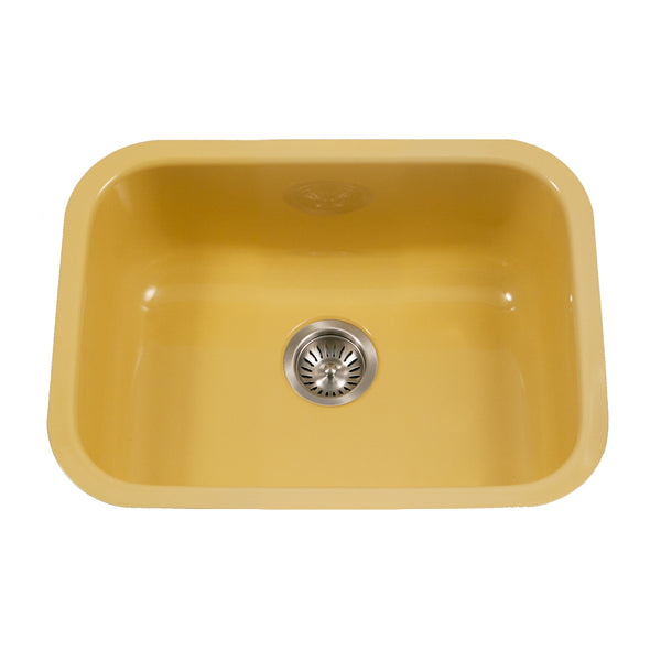 Houzer 23" Porcelain Enamel Steel Undermount Single Bowl Kitchen Sink, Yellow, PCS-2500 LE - The Sink Boutique
