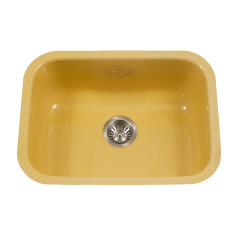 Houzer 23" Porcelain Enamel Steel Undermount Single Bowl Kitchen Sink, Yellow, PCS-2500 LE - The Sink Boutique