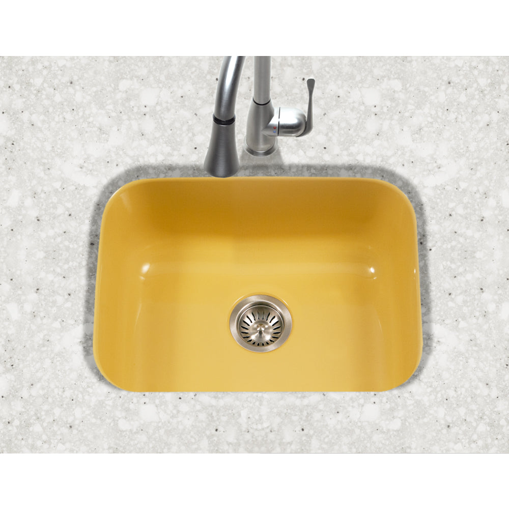 Houzer 23" Porcelain Enamel Steel Undermount Single Bowl Kitchen Sink, Yellow, PCS-2500 LE - The Sink Boutique