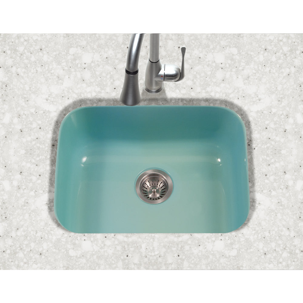 Houzer 23" Porcelain Enamel Steel Undermount Single Bowl Kitchen Sink, Green, PCS-2500 MT - The Sink Boutique