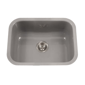 Alternate Image for Houzer 23" Porcelain Enamel Steel Undermount Single Bowl Kitchen Sink, Gray, PCS-2500 SL