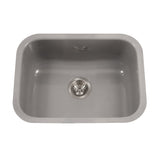 Houzer 23" Porcelain Enamel Steel Undermount Single Bowl Kitchen Sink, Gray, PCS-2500 SL - The Sink Boutique