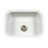 Houzer 23" Porcelain Enamel Steel Undermount Single Bowl Kitchen Sink, White, PCS-2500 WH - The Sink Boutique