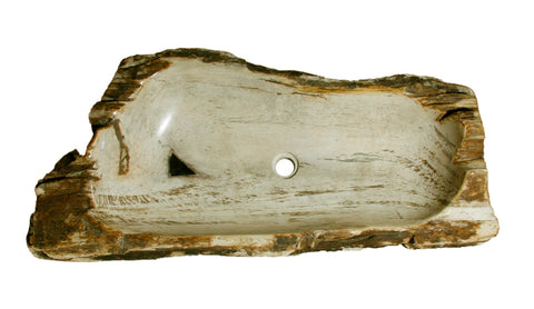 38.5" Petrified Wood Stone Vessel Sink, Brown, Cream - The Sink Boutique