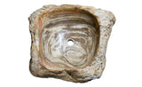 21" Petrified Wood Stone Vessel Sink, Beige, Brown - The Sink Boutique