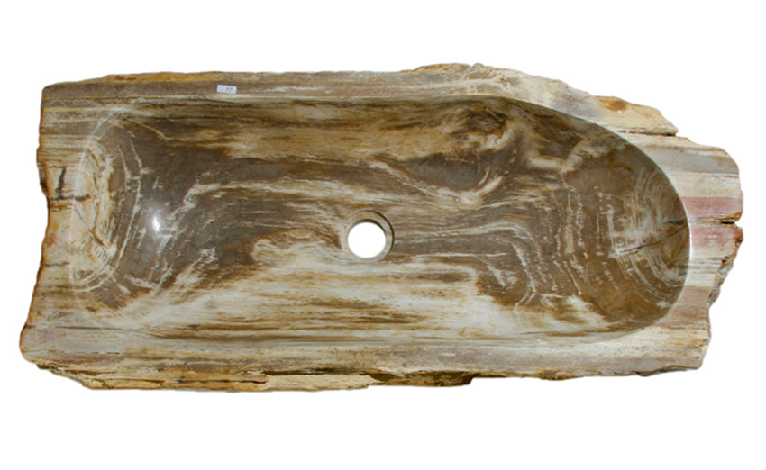 30" Petrified Wood Stone Vessel Sink, Beige, Taupe - The Sink Boutique