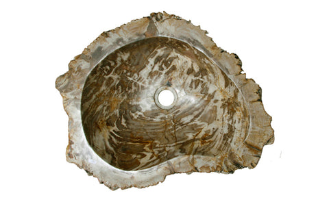 20" Petrified Wood Stone Vessel Sink, Brown, Taupe - The Sink Boutique