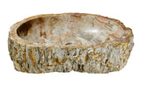 24" Petrified Wood Stone Vessel Sink, Cream, Red Orange - The Sink Boutique