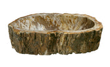 21" Petrified Wood Stone Vessel Sink, Oval, Brown, Cream - The Sink Boutique