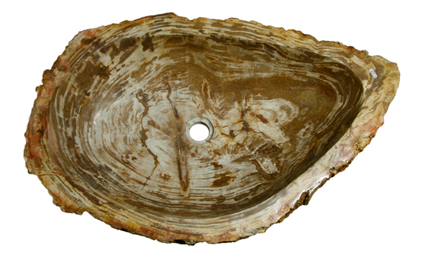29" Petrified Wood Stone Vessel Sink, Beige, Brown - The Sink Boutique