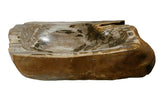 18.5" Petrified Wood Stone Vessel Sink, Brown, Taupe - The Sink Boutique