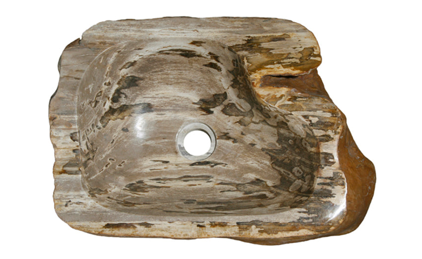18.5" Petrified Wood Stone Vessel Sink, Brown, Taupe - The Sink Boutique