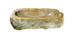 Alternate Image for 21" Petrified Wood Stone Vessel Sink, Rectangle, Beige, Black, PEWD-#096