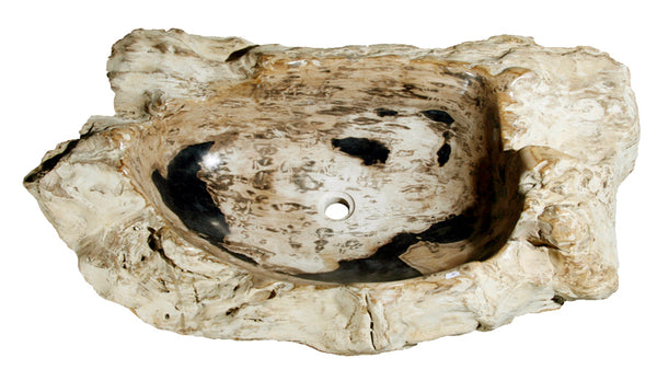 37.5" Petrified Wood Stone Vessel Sink, Black - The Sink Boutique