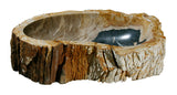 22.5" Petrified Wood Stone Vessel Sink, Beige, Black - The Sink Boutique