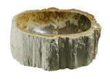 14" Petrified Wood Stone Vessel Sink, Oval, Brown, Taupe - The Sink Boutique