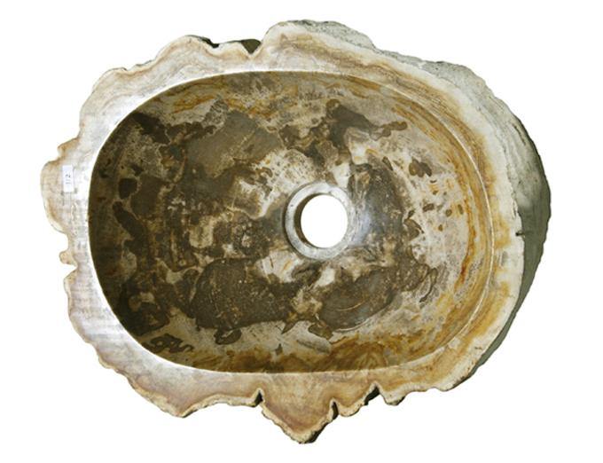 14" Petrified Wood Stone Vessel Sink, Oval, Brown, Taupe - The Sink Boutique