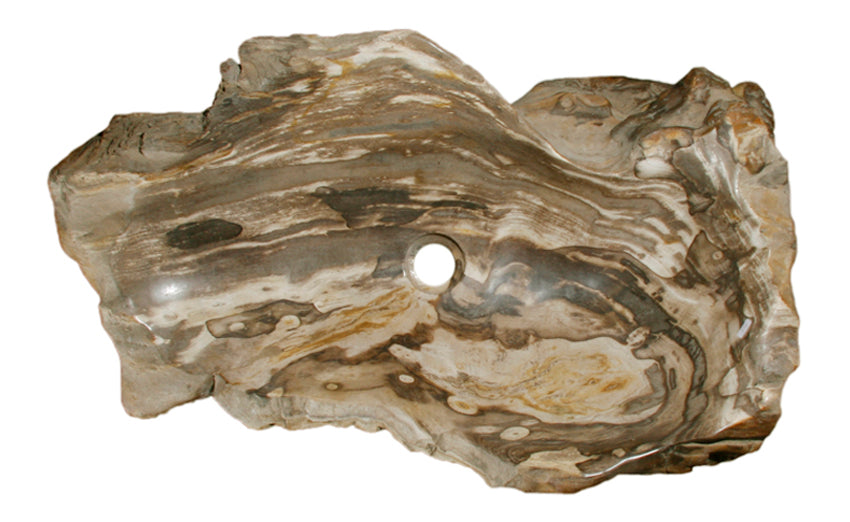 30.5" Petrified Wood Stone Vessel Sink, Brown, Taupe - The Sink Boutique