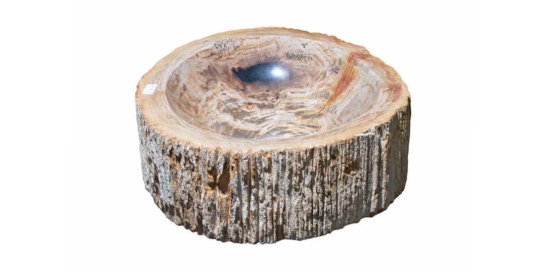 20.5" Petrified Wood Stone Vessel Sink, Beige, Brown, Red Orange, PEWD-#224-A
