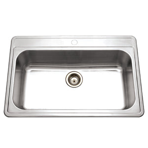 Alternate Image for Houzer 33" Stainless Steel Topmount Large Single Bowl Kitchen Sink, 18 Gauge, PGS-3122-1-1