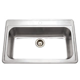 Houzer 33" Stainless Steel Topmount Large Single Bowl Kitchen Sink, PGS-3122-1-1