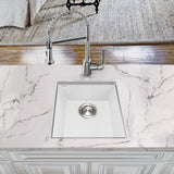 Nantucket Sinks Plymouth 16" Rectangle Granite Composite Bar/Kitchen Sink, White, PR1716-W